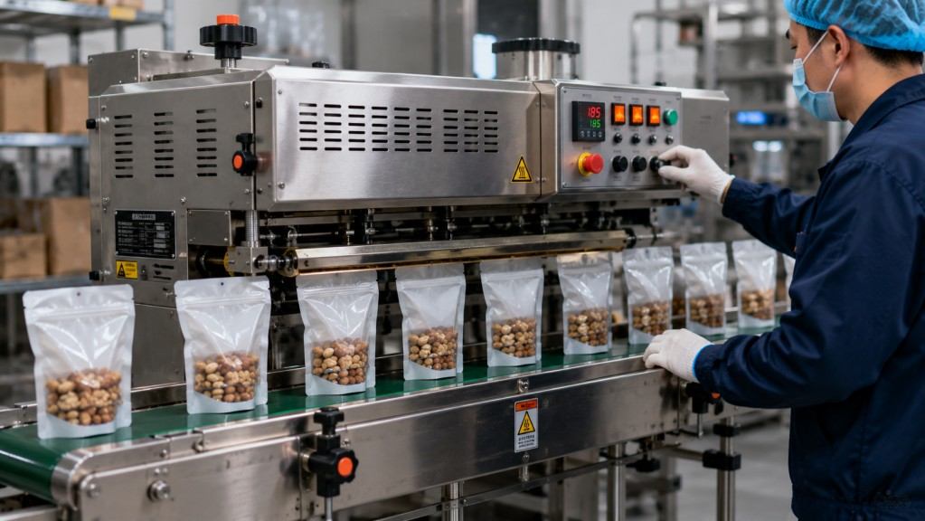 Continuous Band Sealer For Stand Up Pouch Packaging Line