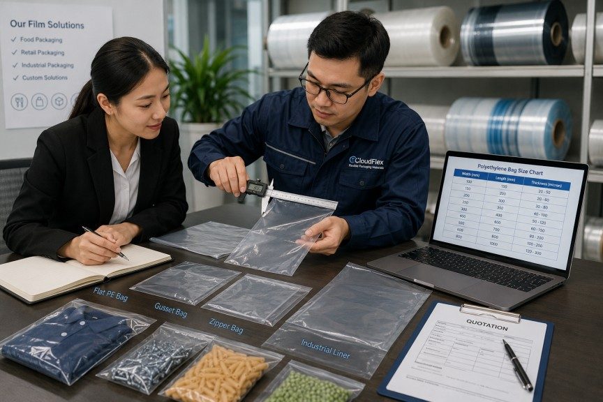 Custom Polyethylene Bag Size Measurement With Packaging Supplier Engineer