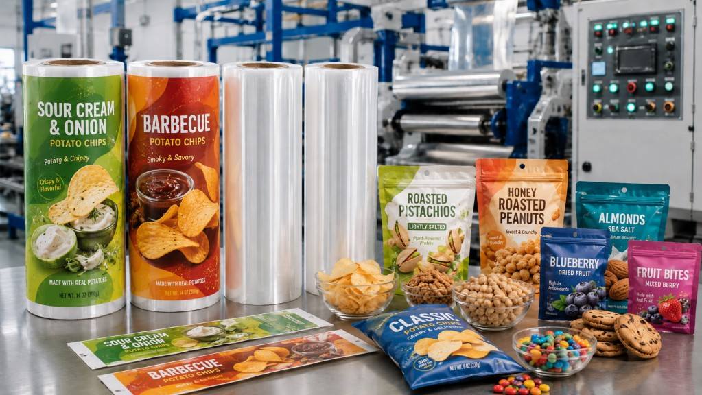 Custom Snack Packaging Film Rolls For Chips Nuts Cookies And Candy