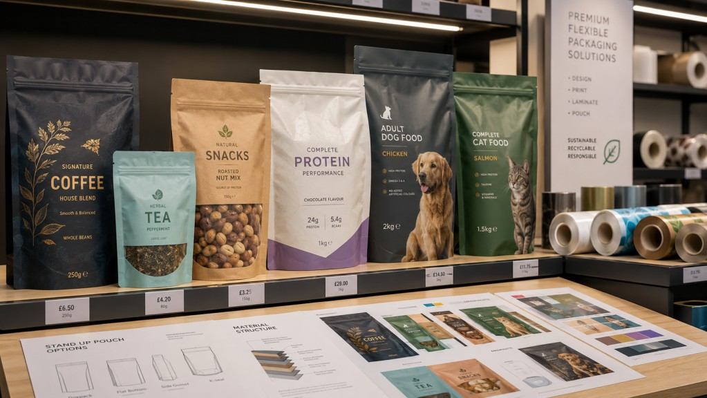 Custom Stand Up Pouches For UK Food Retail And Pet Food Brands