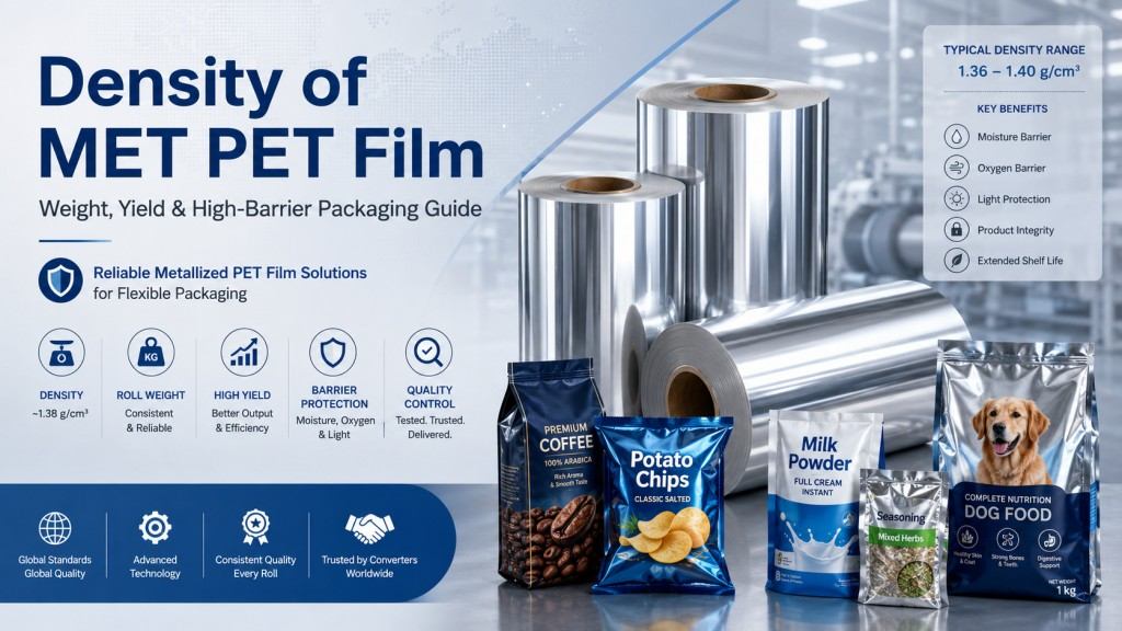 Density Of MET PET Film For High Barrier Flexible Packaging Cover
