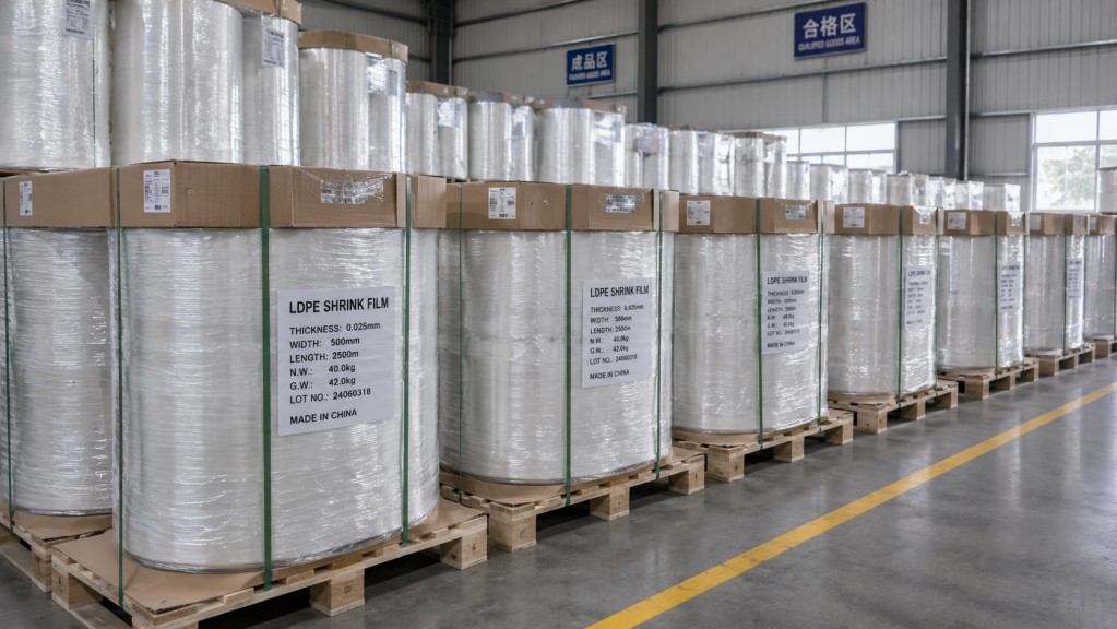 Finished LDPE Shrink Film Rolls Packed For Export Shipment