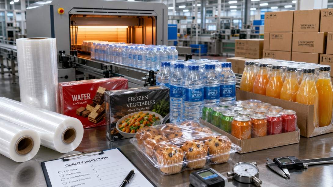 Food And Beverage Shrink Wrap Packaging With Clear Film Rolls