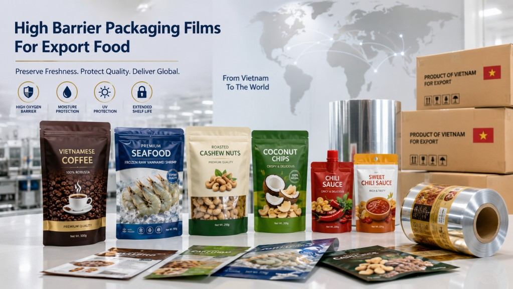 High Barrier Packaging Film For Vietnam Coffee Seafood Snacks And Sauces