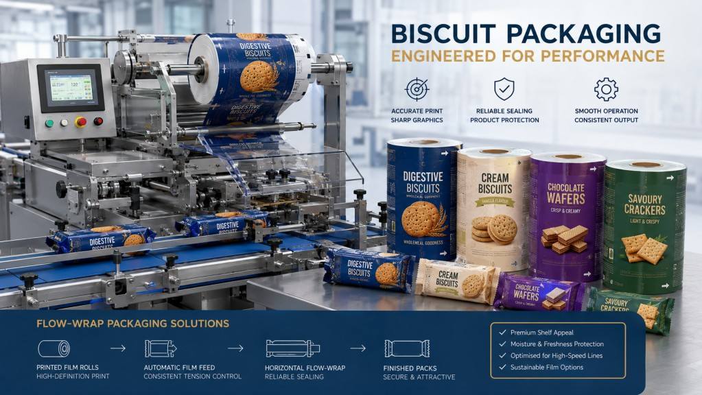 High Speed Biscuit Flow Wrap Film Rolls For Packaging Machines