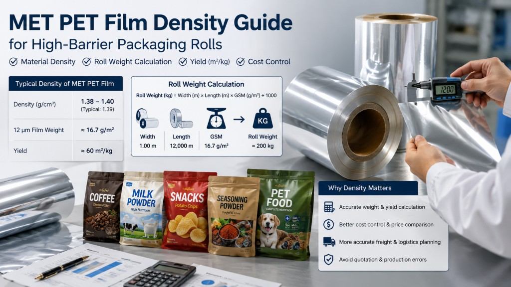 MET PET Film Density Guide For High Barrier Packaging Rolls
