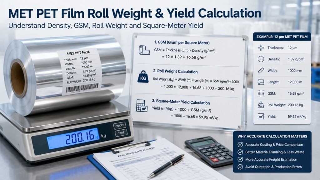 MET PET Film Roll Weight And Yield Calculation For Buyers