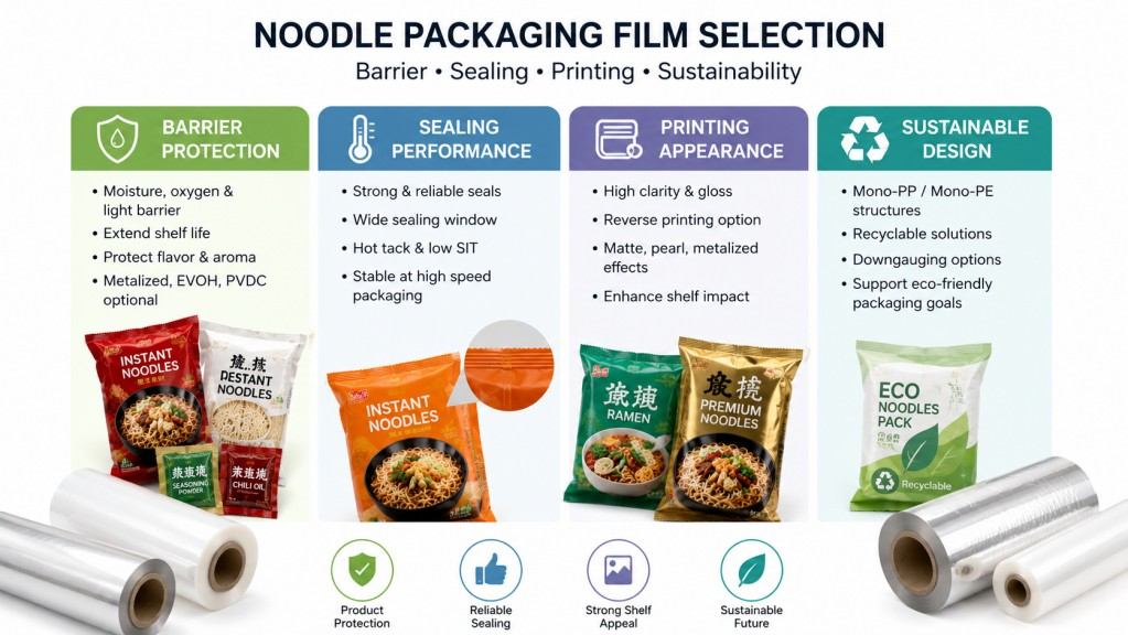 Noodle Packaging Film Selection By Barrier Sealing Printing And Recyclable Design