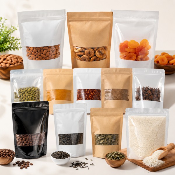 Plastic Seal Pouches For Snacks Dried Fruit Coffee Tea Rice And Spices