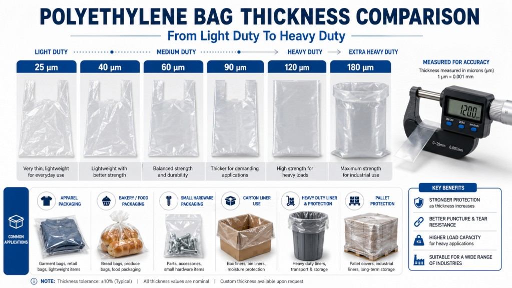 Polyethylene Bag Thickness Comparison For Light Duty And Heavy Duty Packaging