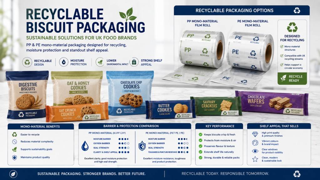 Recyclable Biscuit Packaging Film Options For UK Food Brands