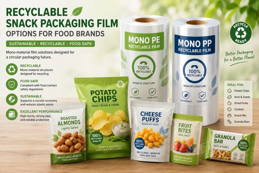 Recyclable Snack Packaging Film Options For Mono PE And Mono PP Food Brands
