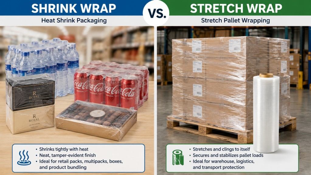 Shrink Wrap Vs Stretch Wrap Packaging Comparison For Retail And Pallet Loads