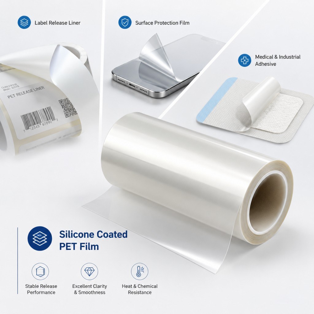 Silicone Coated PET Film Applications For Labels Protective Film And Medical Adhesives