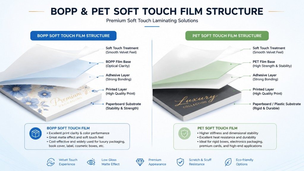 BOPP And PET Soft Touch Film Structure
