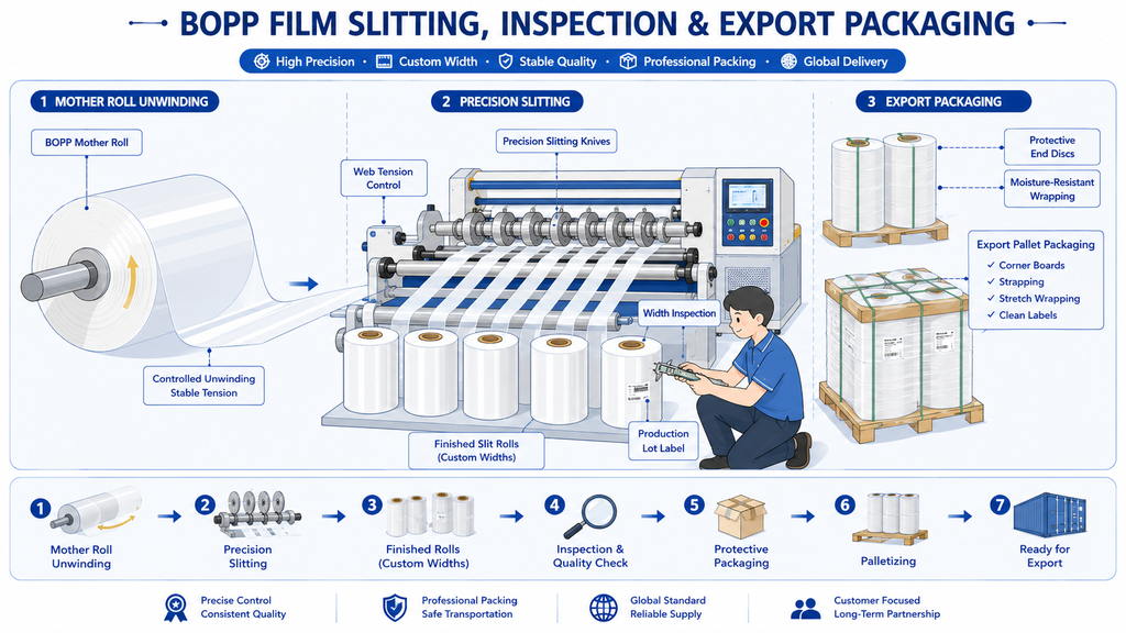 BOPP Film Slitting Inspection And Export Packaging Process