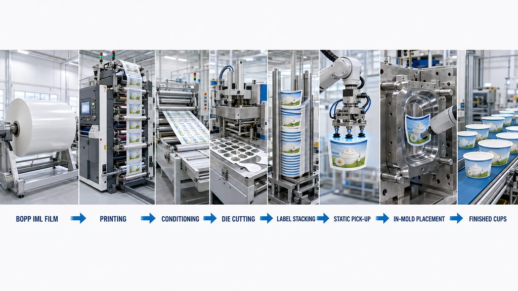 BOPP IML Film Printing Die Cutting And Injection Molding Process