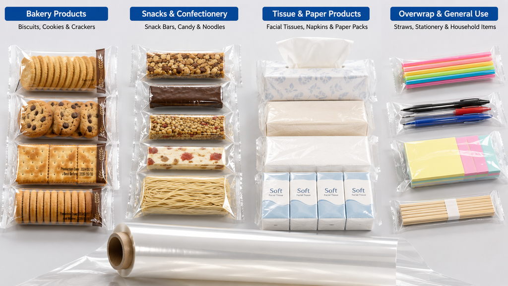 Heat Sealable BOPP Film Applications For Bakery Snacks Tissue And Overwrap