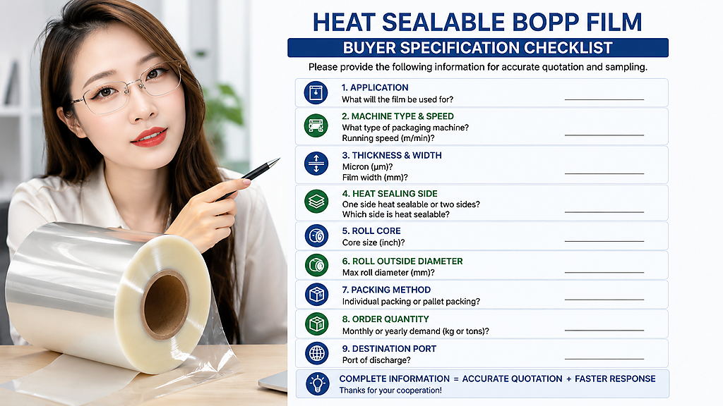 Heat Sealable BOPP Film Buyer Specification Checklist