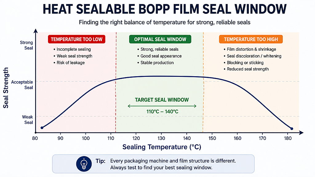 Heat Sealable BOPP Film Seal Window Chart