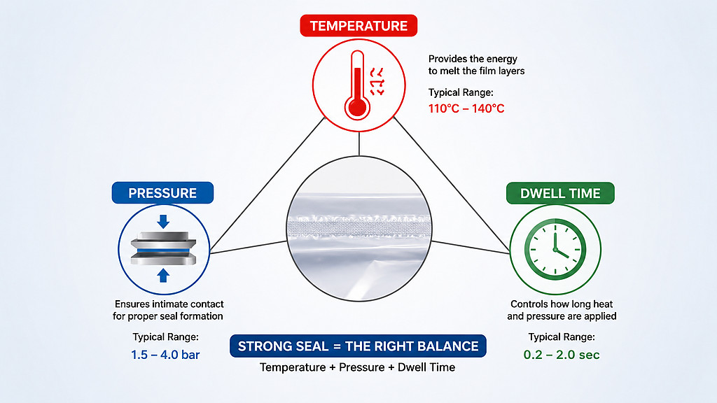Heat Sealable BOPP Film Temperature Pressure And Dwell Time