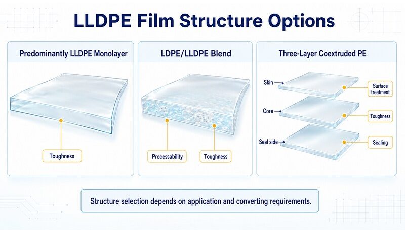 LLDPE Monolayer Blend And Three-Layer Coextruded Film Structure Comparison