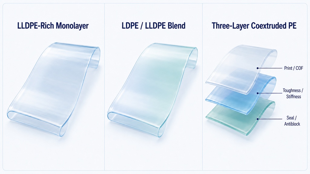 LLDPE Monolayer Blend And Three-Layer Coextruded Film Structures