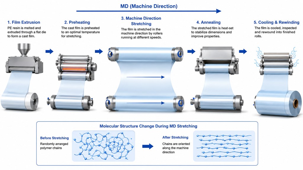 MDO PE Film Machine Direction Orientation Process