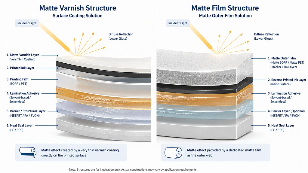 Matte Varnish Vs Matte Film Layer Structure Diagram