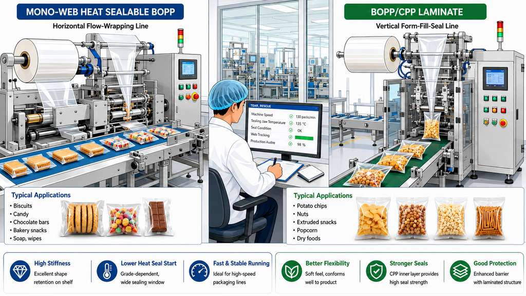 Mono Web BOPP And BOPP CPP Laminate Packaging Applications