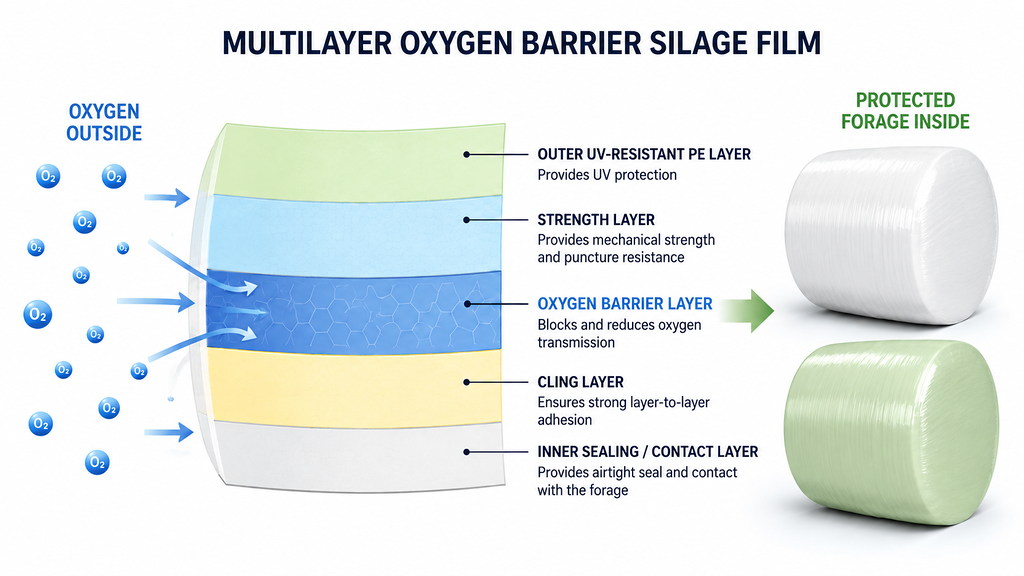 Multilayer Oxygen Barrier Silage Film Structure Diagram