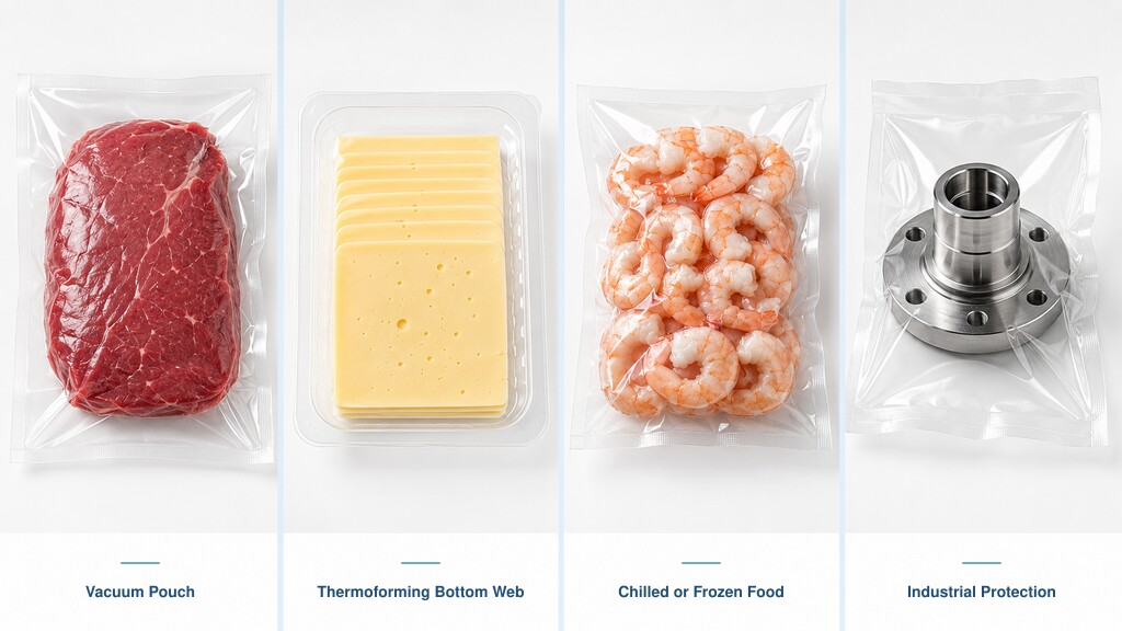 PE PA PE Film Applications For Meat Cheese Seafood And Industrial Parts