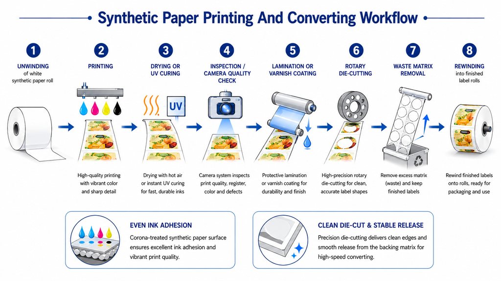 Synthetic Paper Printing And Label Converting Workflow