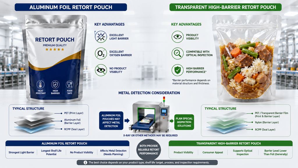 Aluminum Foil Vs Transparent High-Barrier Retort Pouches