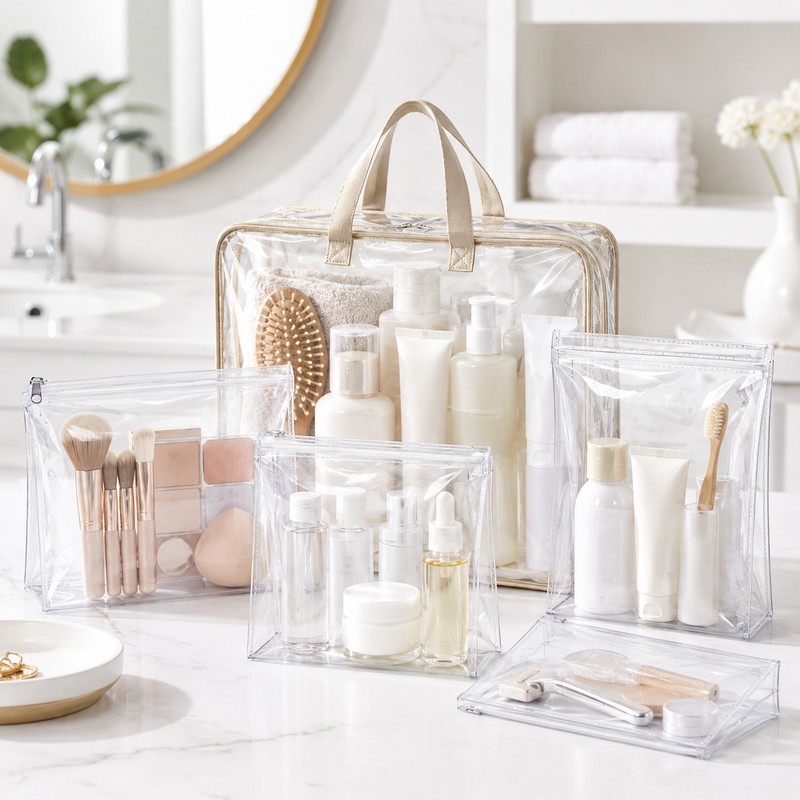 Clear PVC Cosmetic And Toiletry Packaging Bags