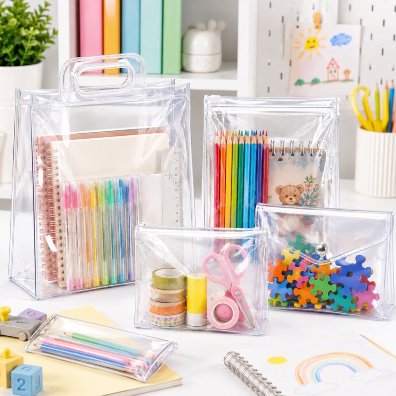 Clear PVC Stationery And Toy Packaging Bags