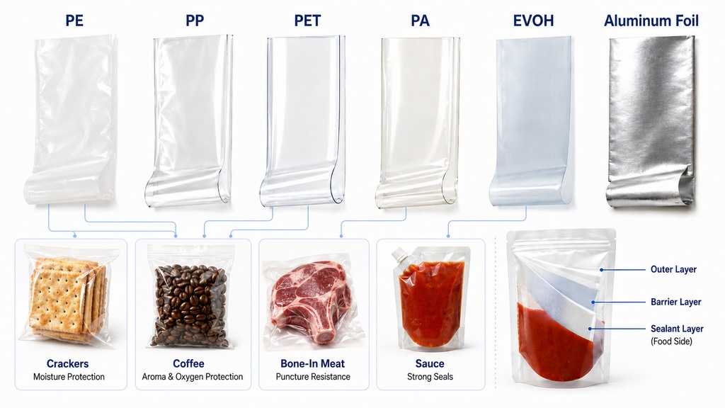 Food Packaging Bag Materials For Moisture Oxygen Heat And Puncture Protection