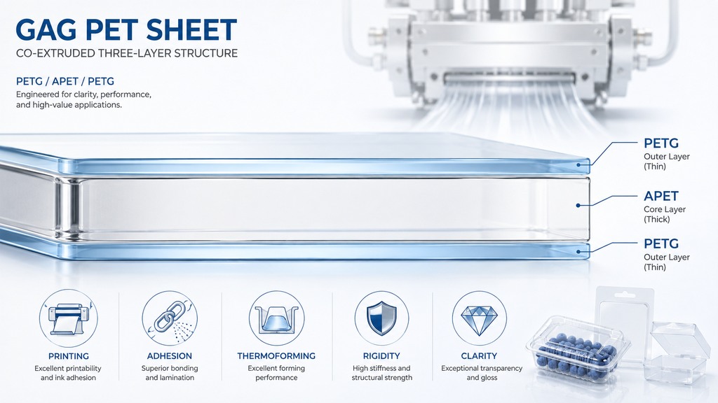 GAG PET Sheet PETG APET PETG Three Layer Coextruded Structure