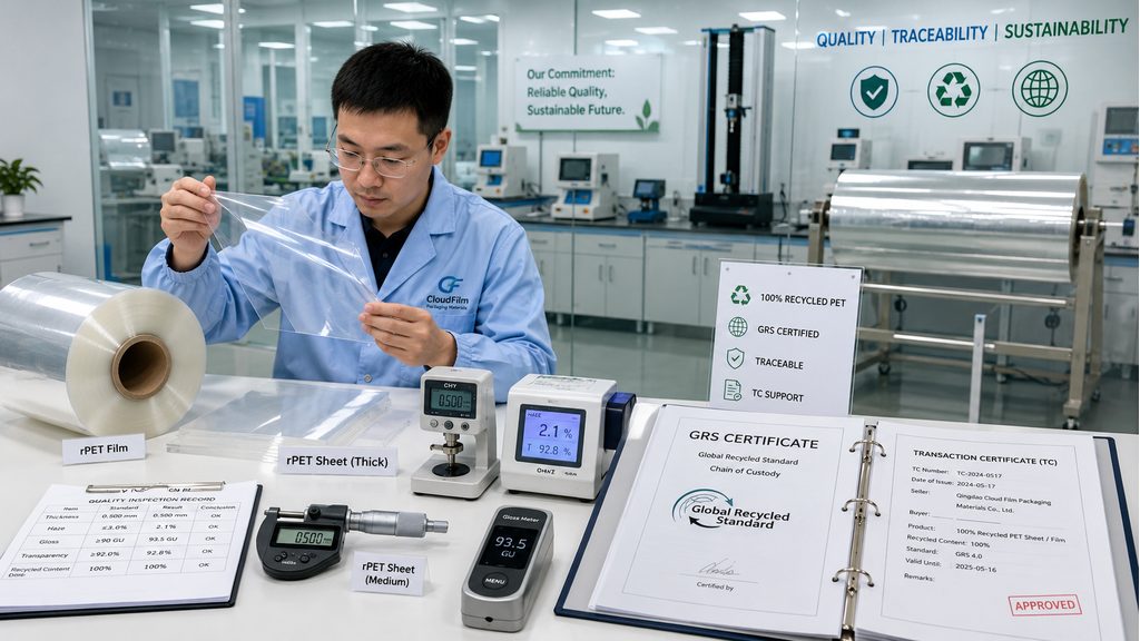 GRS Certified rPET Film And Sheet Quality Control With TC Support