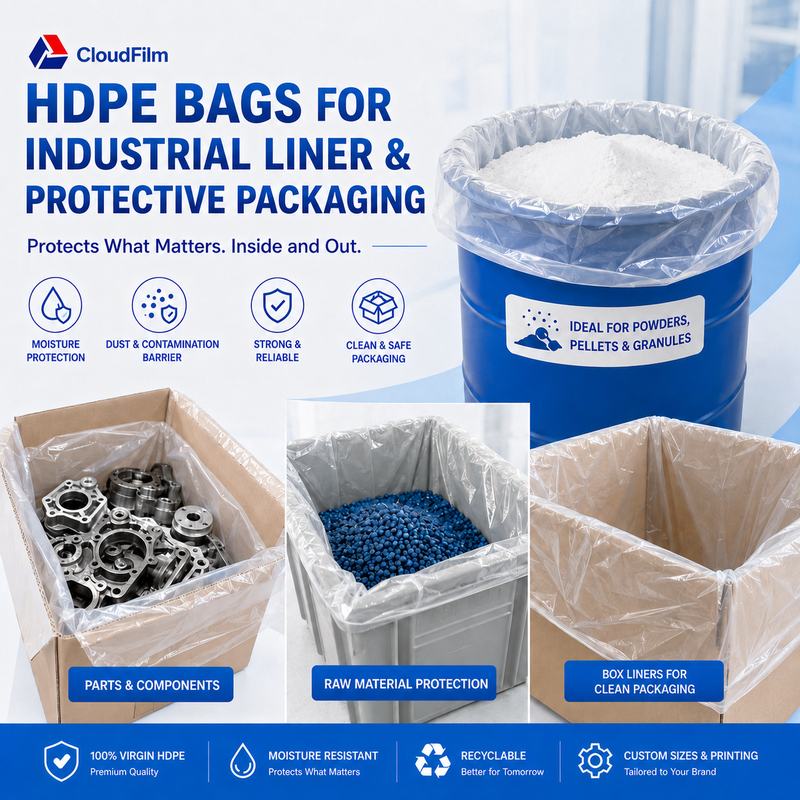 HDPE Industrial Liner Bags For Powders Pellets Parts And Box Packaging