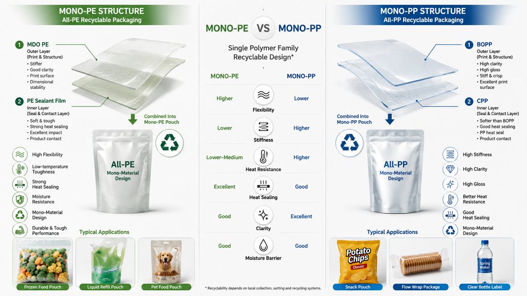 Mono PE Vs Mono PP Recyclable Flexible Packaging Structures