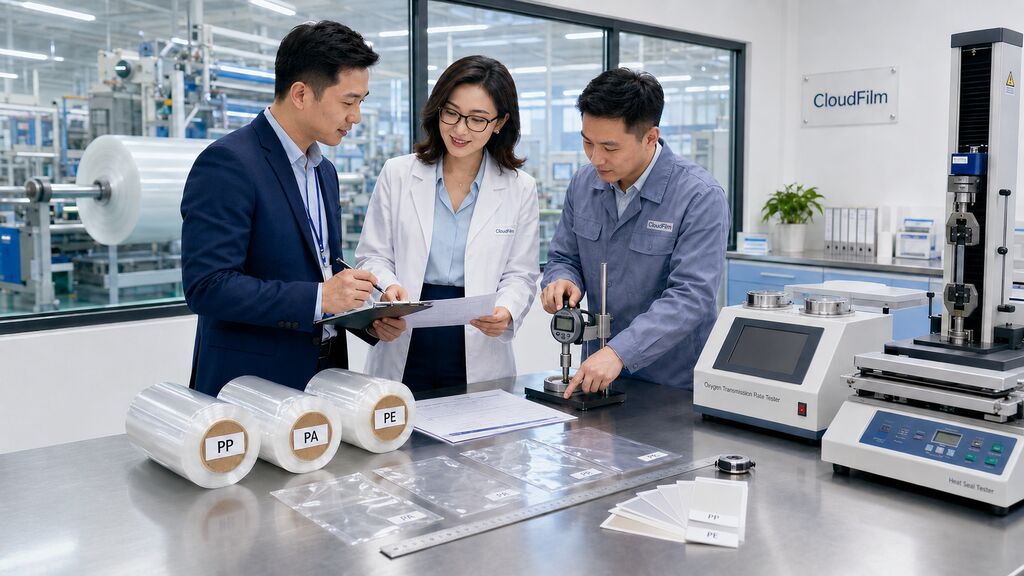 Packaging Film Manufacturer Testing PP PA And PE Trial Rolls