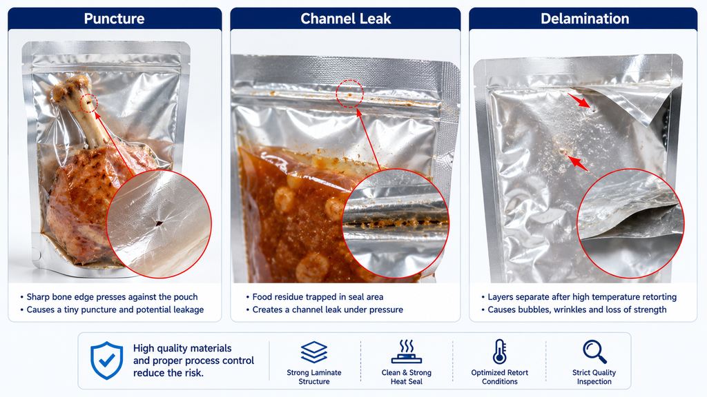 Retort Pouch Puncture Seal Leakage And Delamination Failures