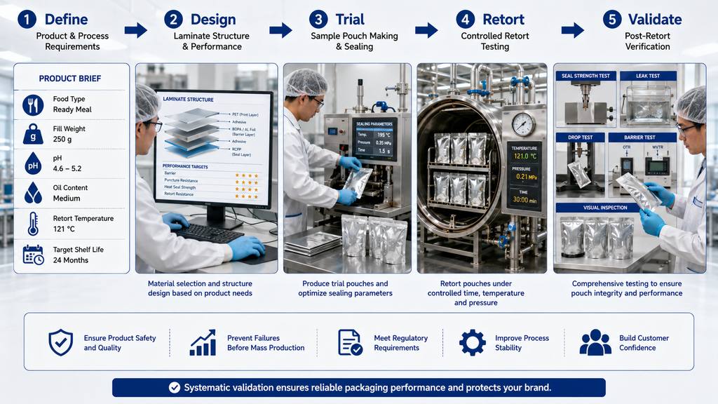 Retort Pouch Validation Workflow Before Mass Production