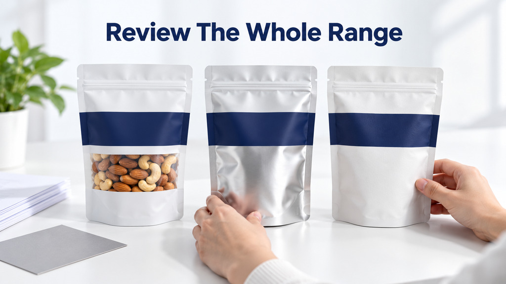 Flexible Packaging Samples With Clear Window Metallic And Matte Finishes