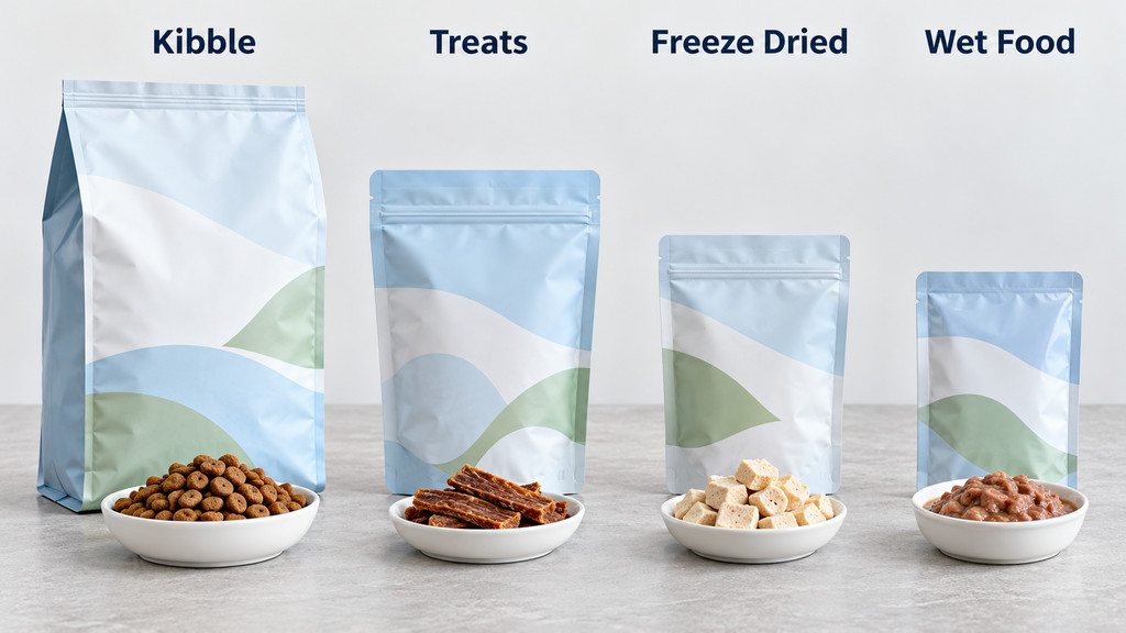 Pet Food Packaging Pouches For Kibble Treats Freeze Dried And Wet Food