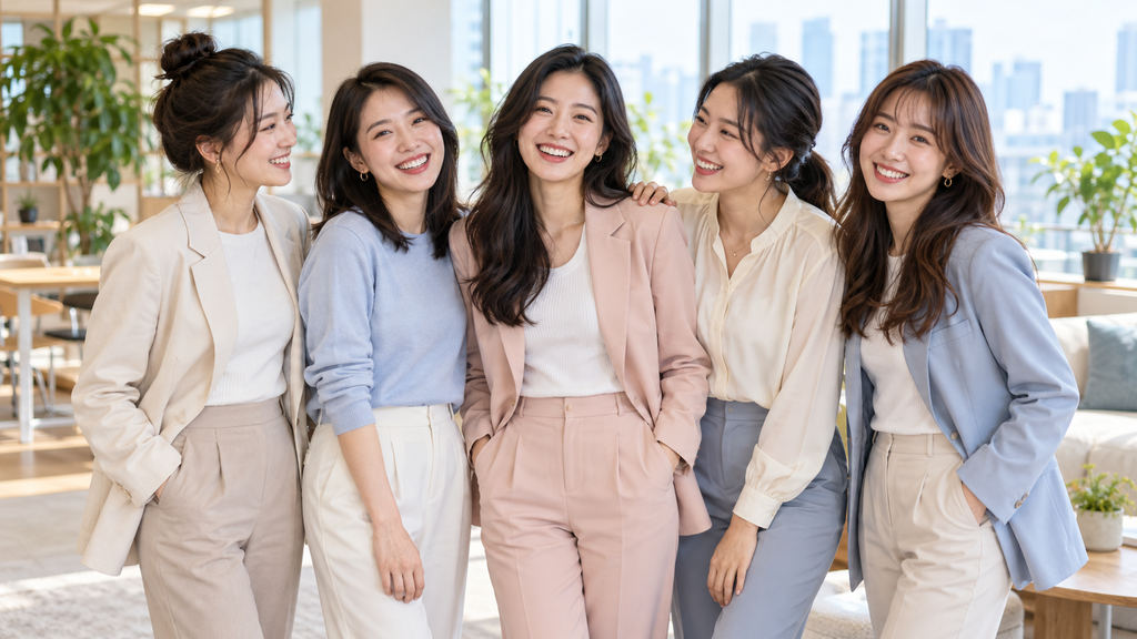 Smiling Female Colleagues In A Bright Modern Office